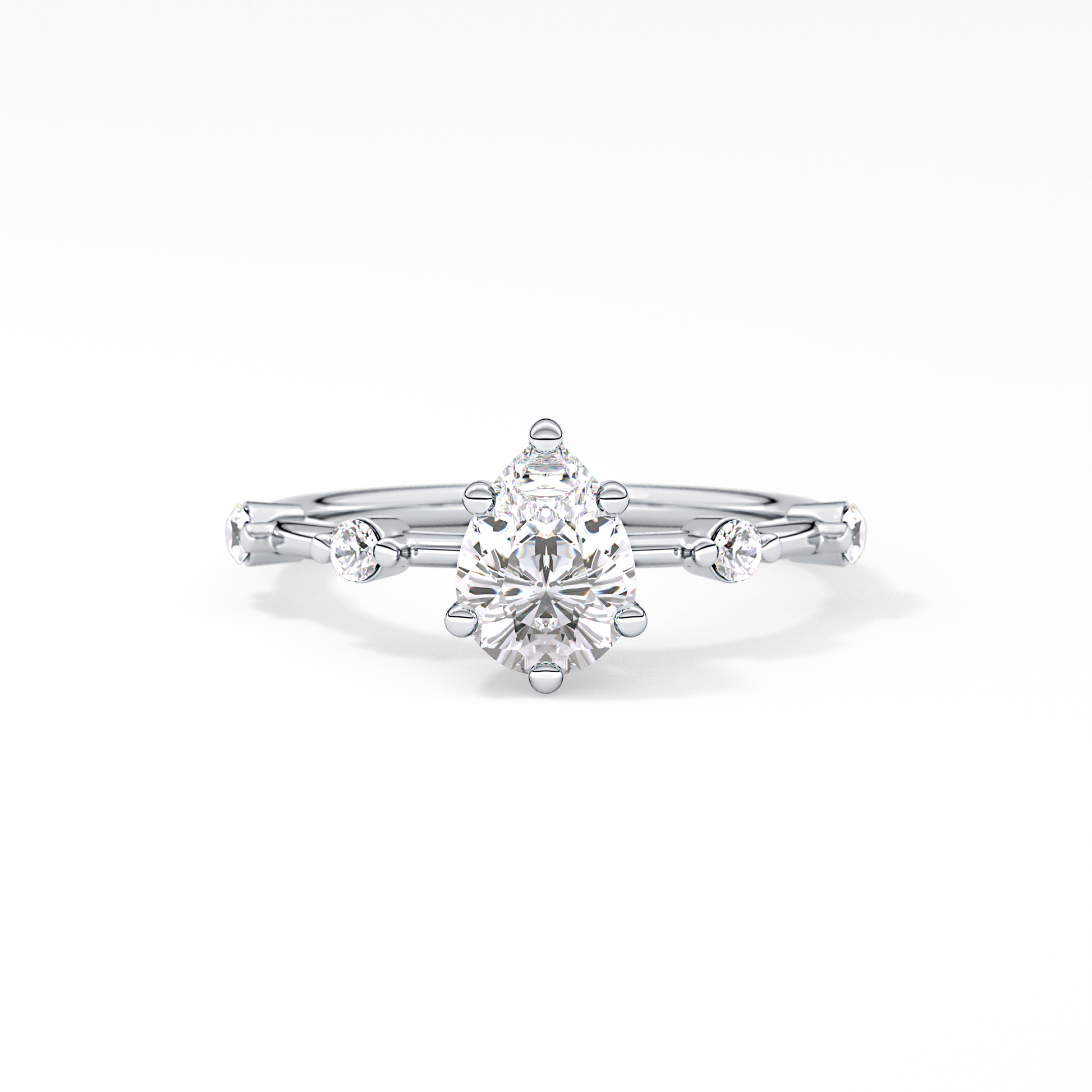 Pear Dainty Pave Lab Grown Diamond Engagement Ring