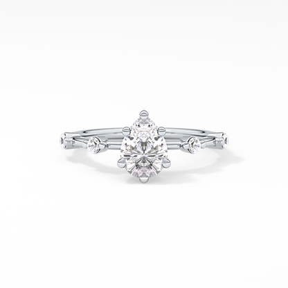 Pear Dainty Pave Lab Grown Diamond Engagement Ring