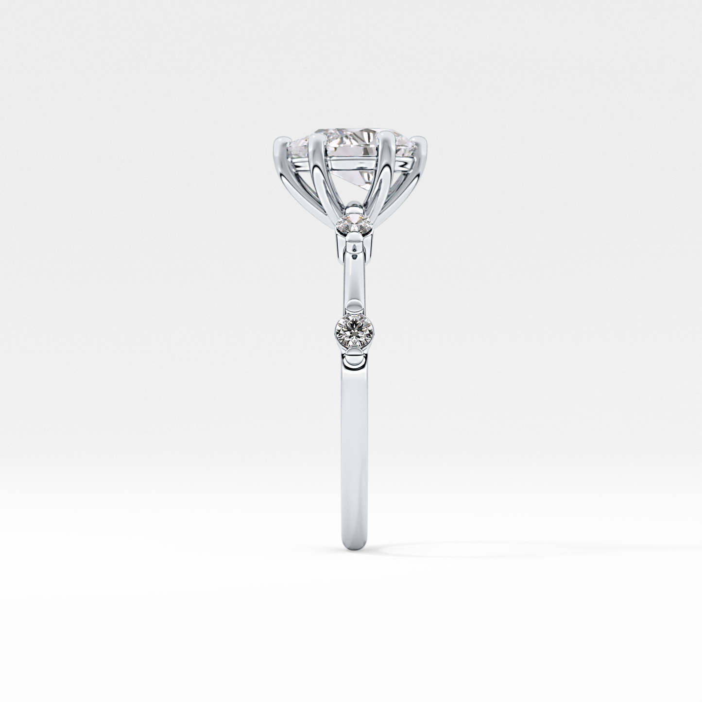 Pear Dainty Pave Lab Grown Diamond Engagement Ring