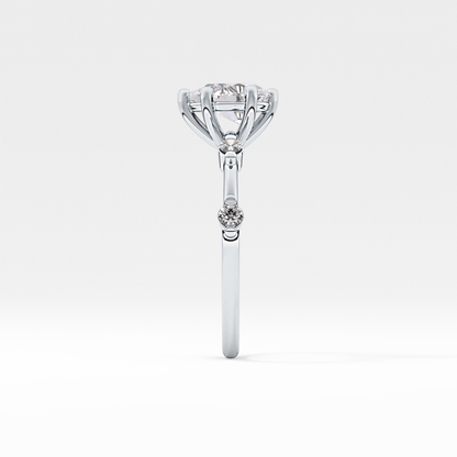 Pear Dainty Pave Lab Grown Diamond Engagement Ring