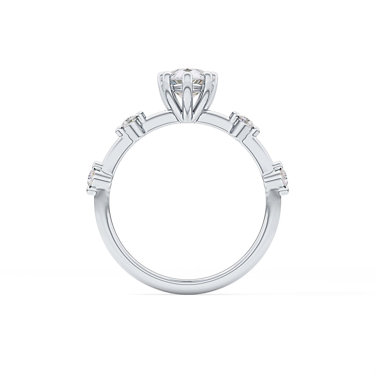Pear Dainty Pave Lab Grown Diamond Engagement Ring