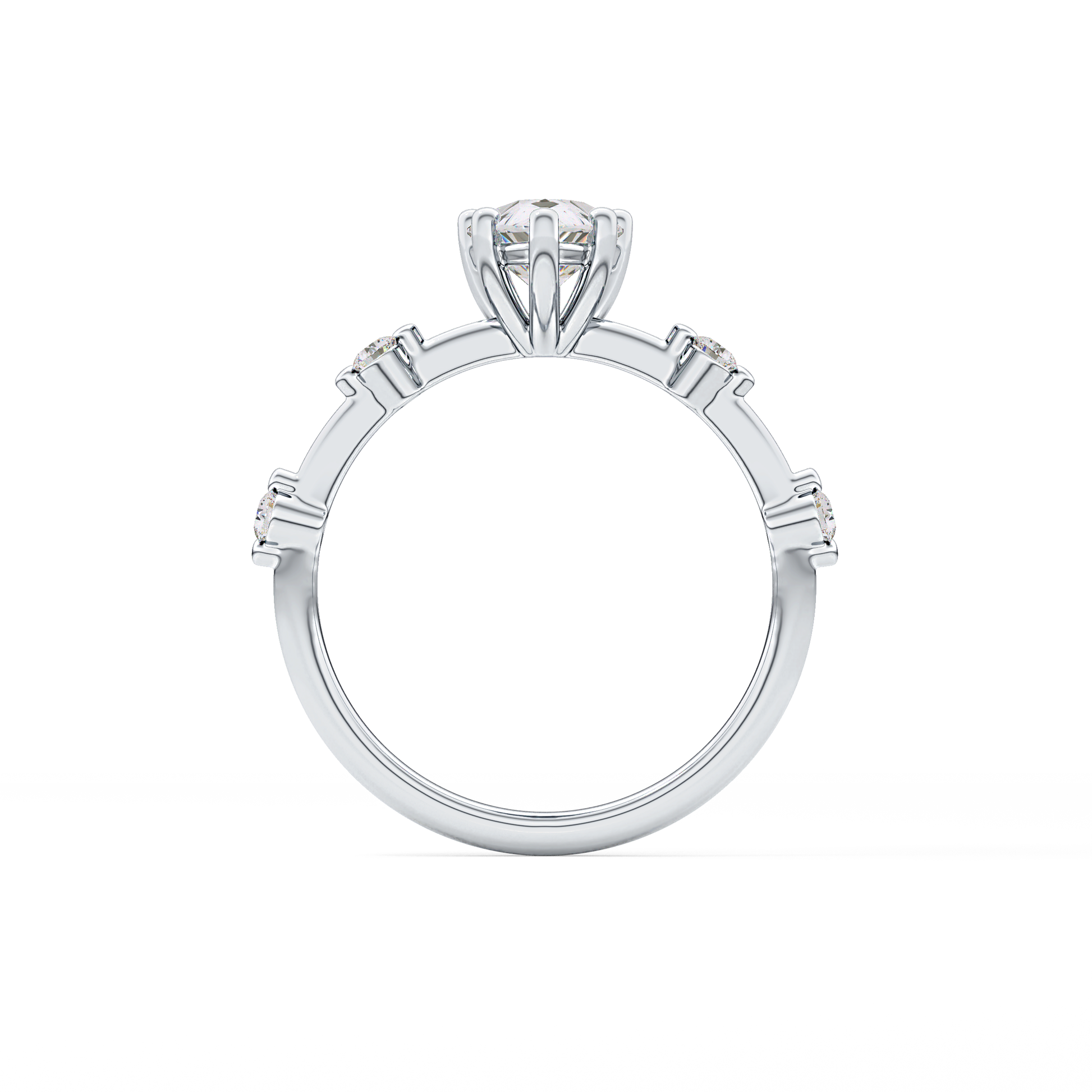 Pear Dainty Pave Lab Grown Diamond Engagement Ring