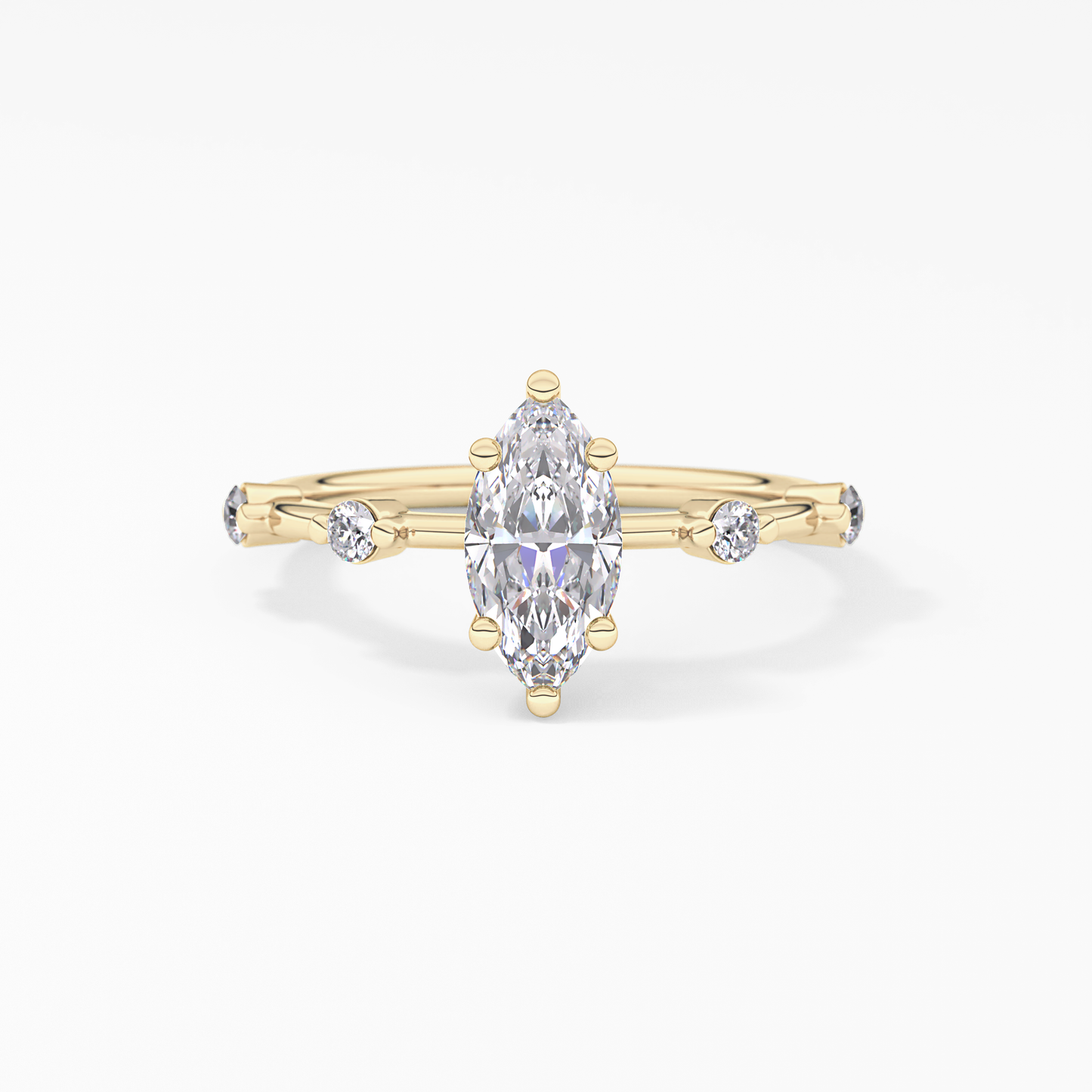 Marquise Dainty Pave Lab Grown Diamond Engagement Ring