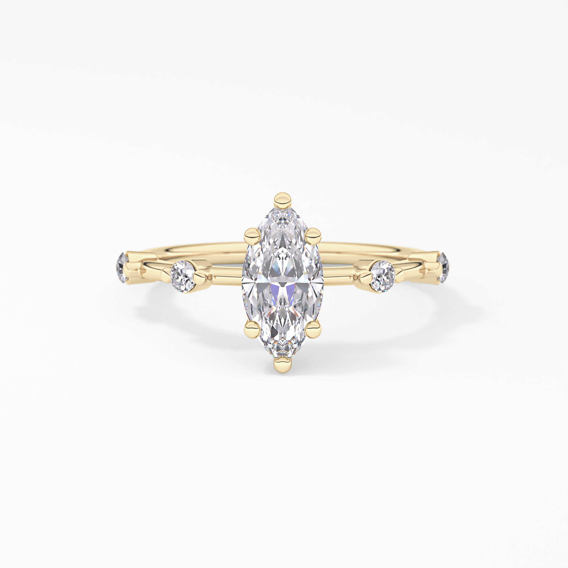 Marquise Dainty Pave Lab Grown Diamond Engagement Ring