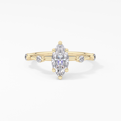 Marquise Dainty Pave Lab Grown Diamond Engagement Ring