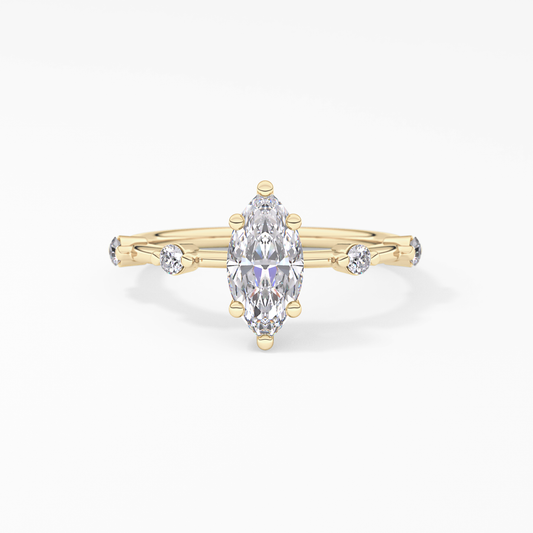 Marquise Dainty Pave Lab Grown Diamond Engagement Ring