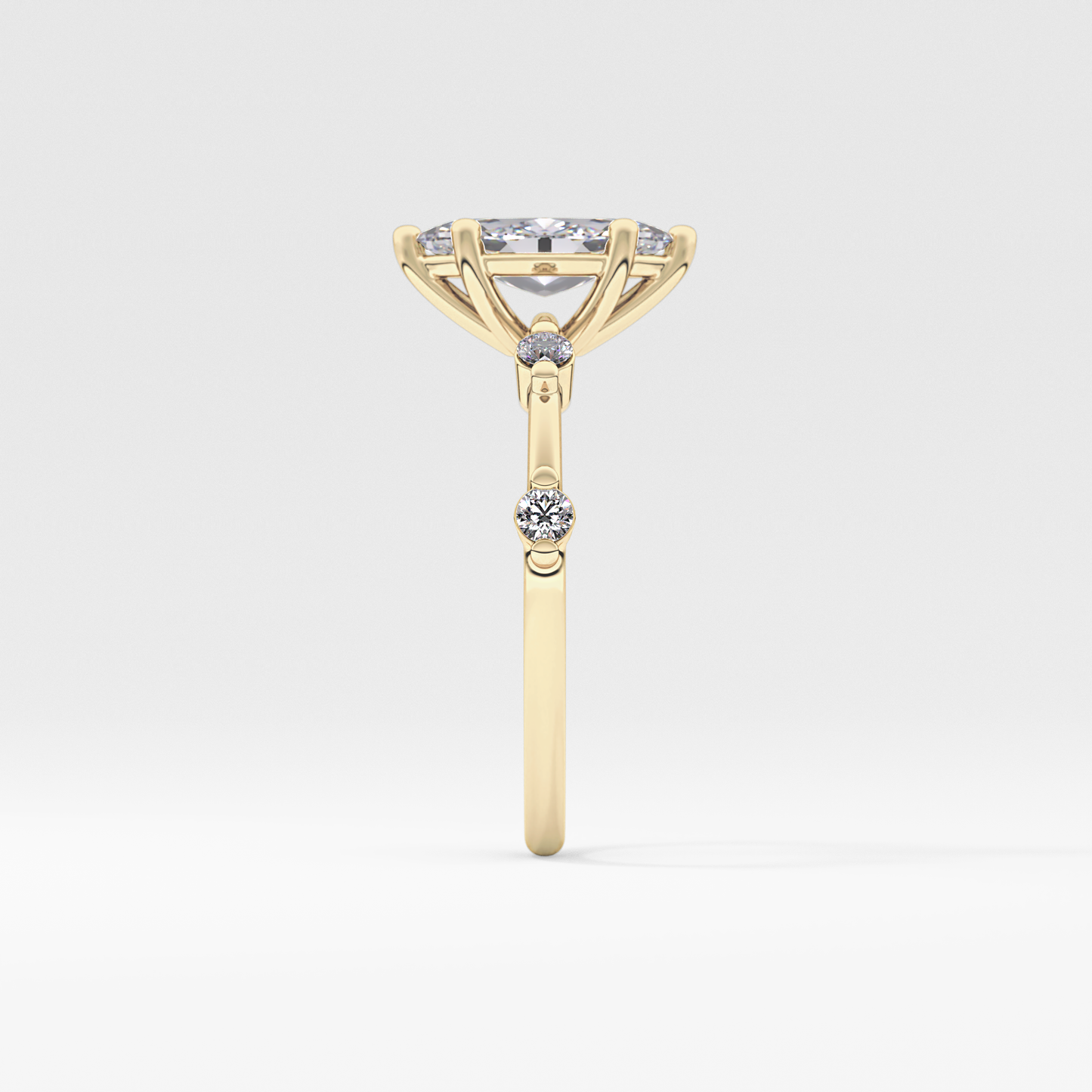 Marquise Dainty Pave Lab Grown Diamond Engagement Ring