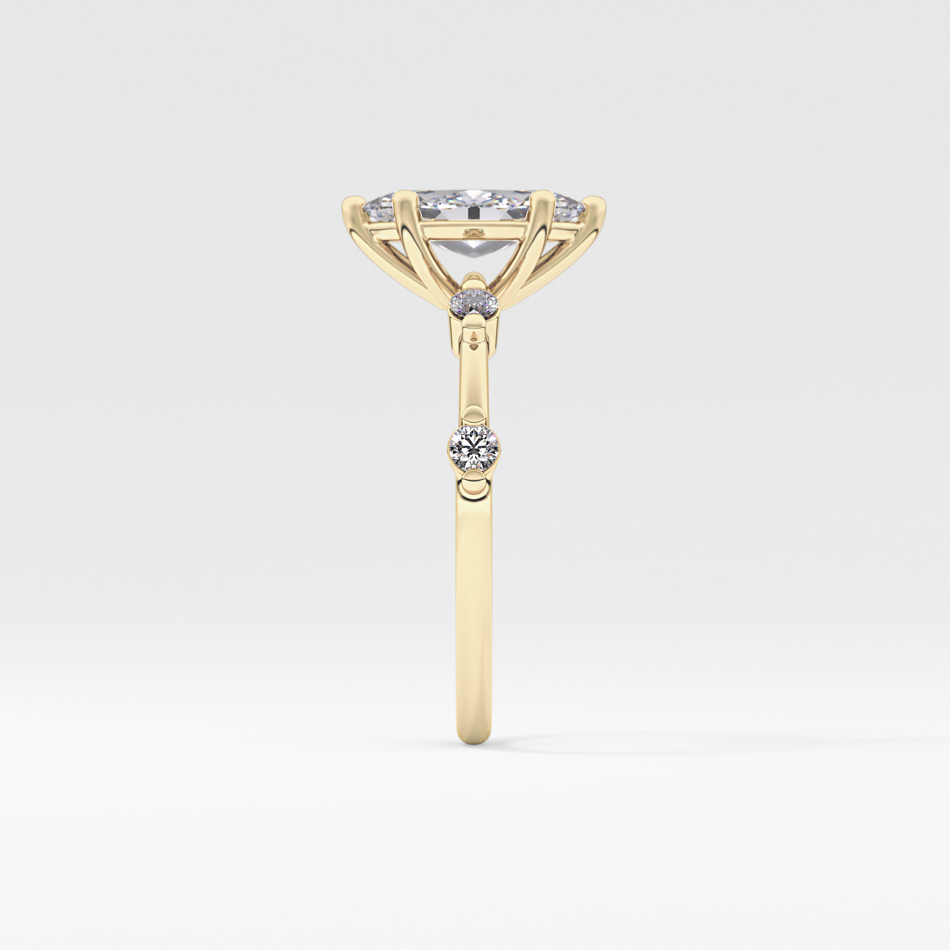 Marquise Dainty Pave Lab Grown Diamond Engagement Ring