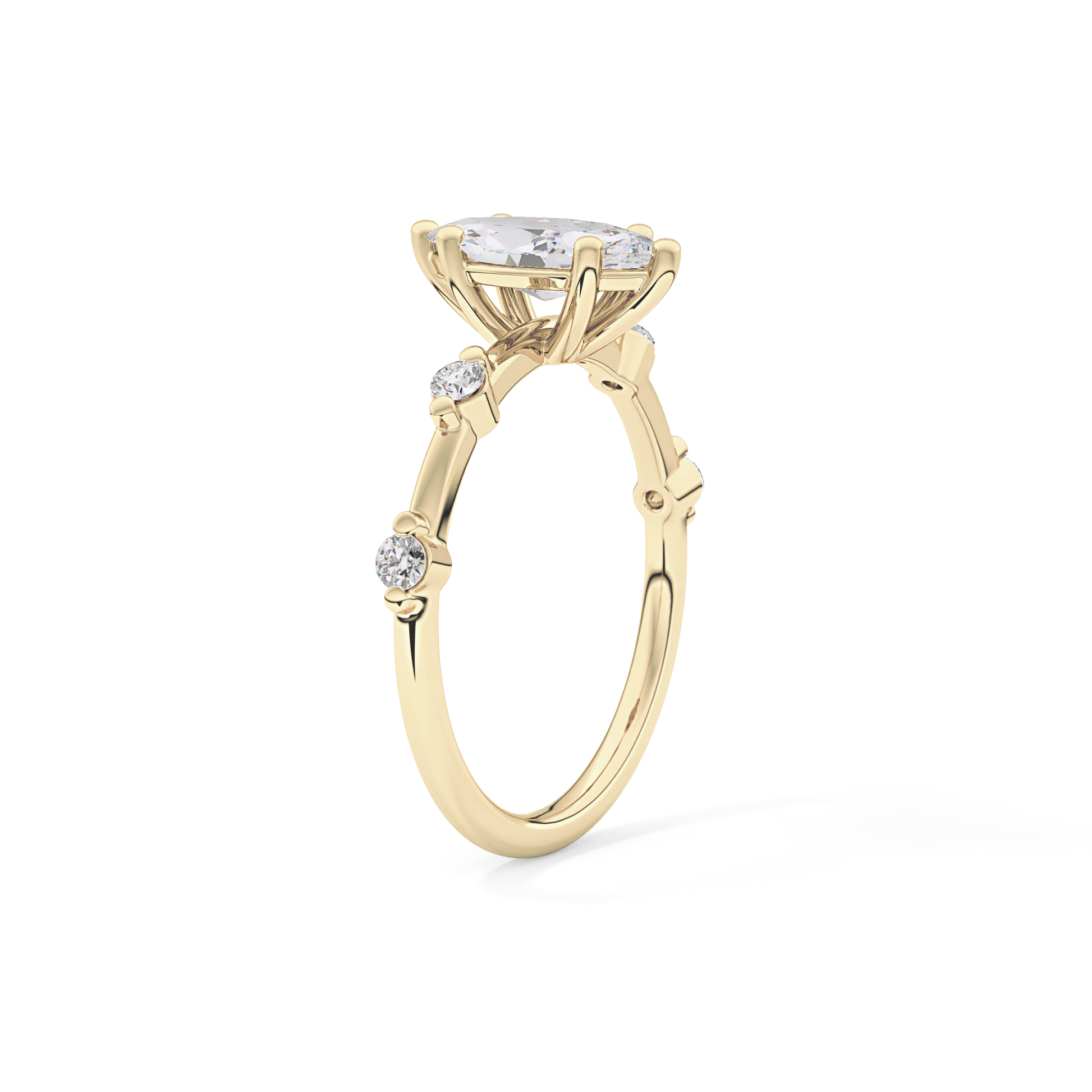 Marquise Dainty Pave Lab Grown Diamond Engagement Ring