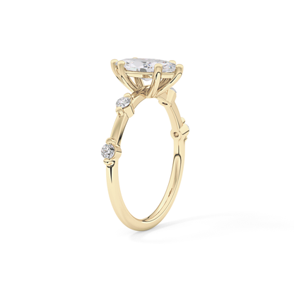 Marquise Dainty Pave Lab Grown Diamond Engagement Ring