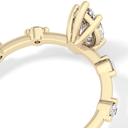 Marquise Dainty Pave Lab Grown Diamond Engagement Ring