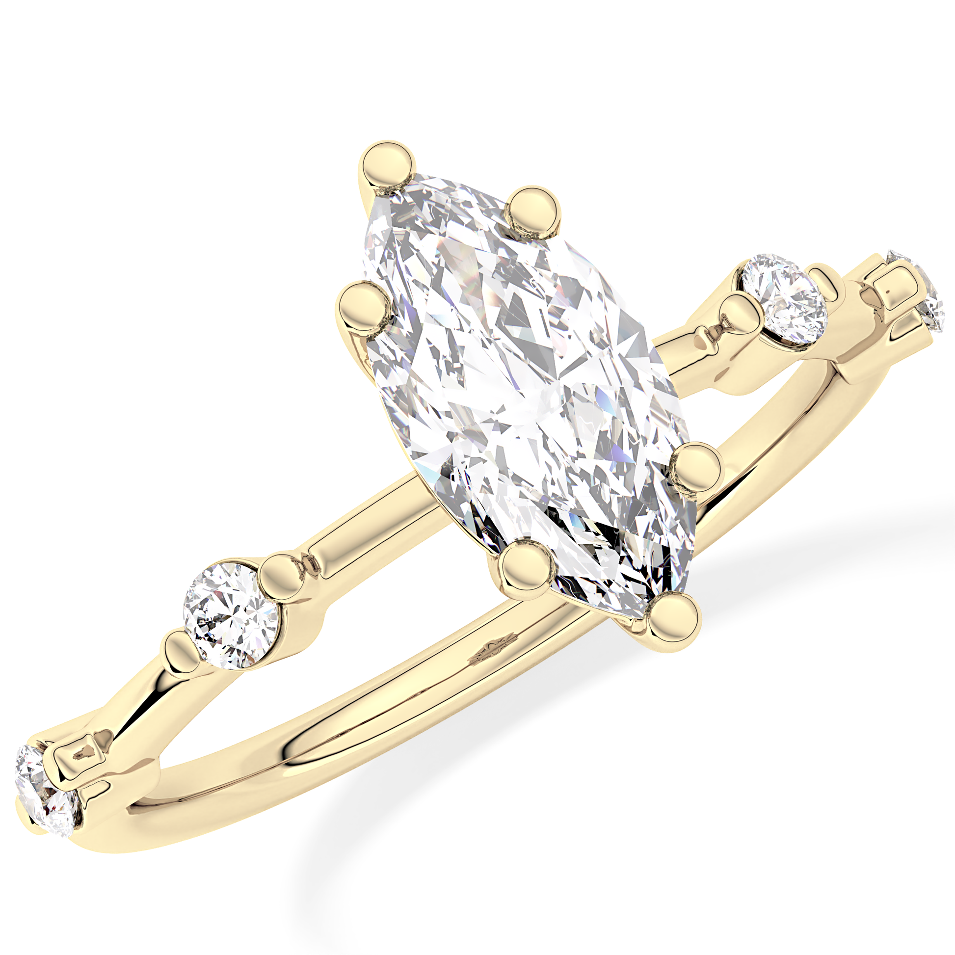Marquise Dainty Pave Lab Grown Diamond Engagement Ring