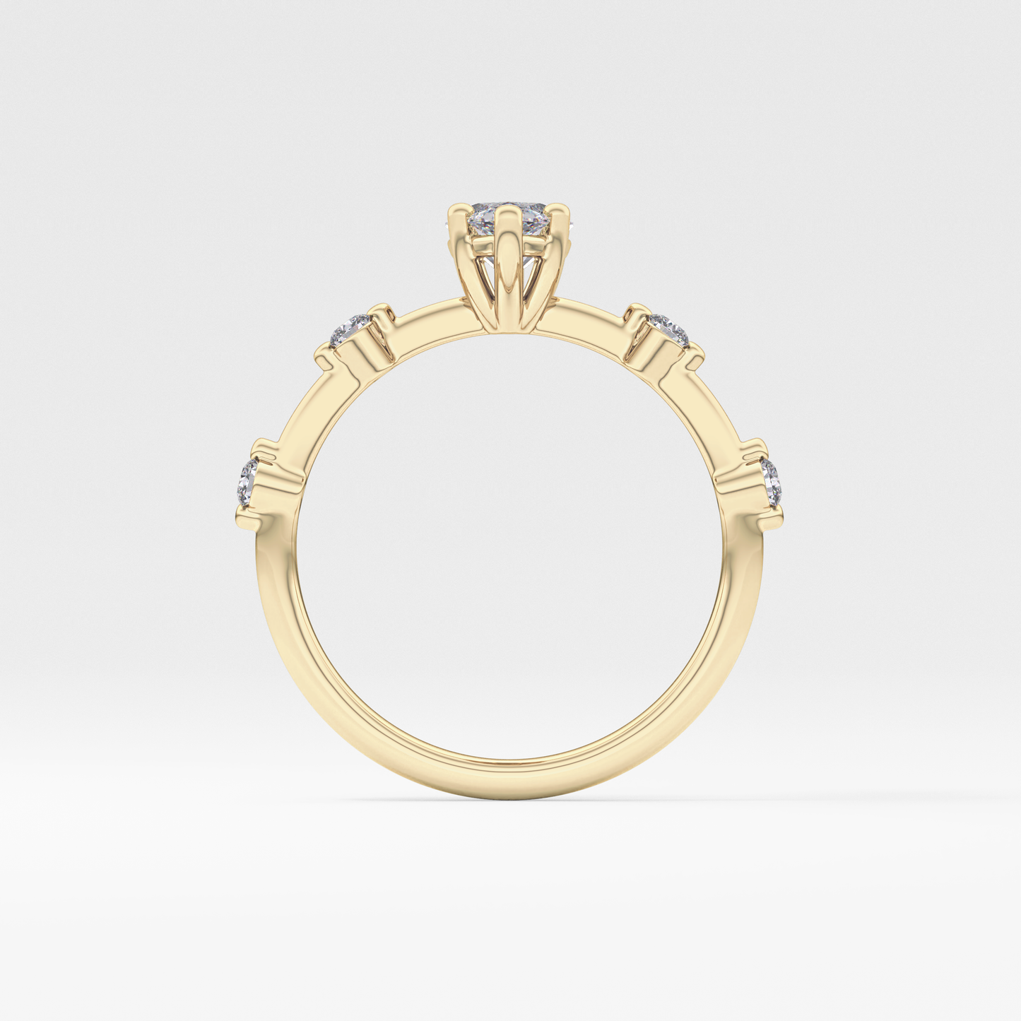 Marquise Dainty Pave Lab Grown Diamond Engagement Ring