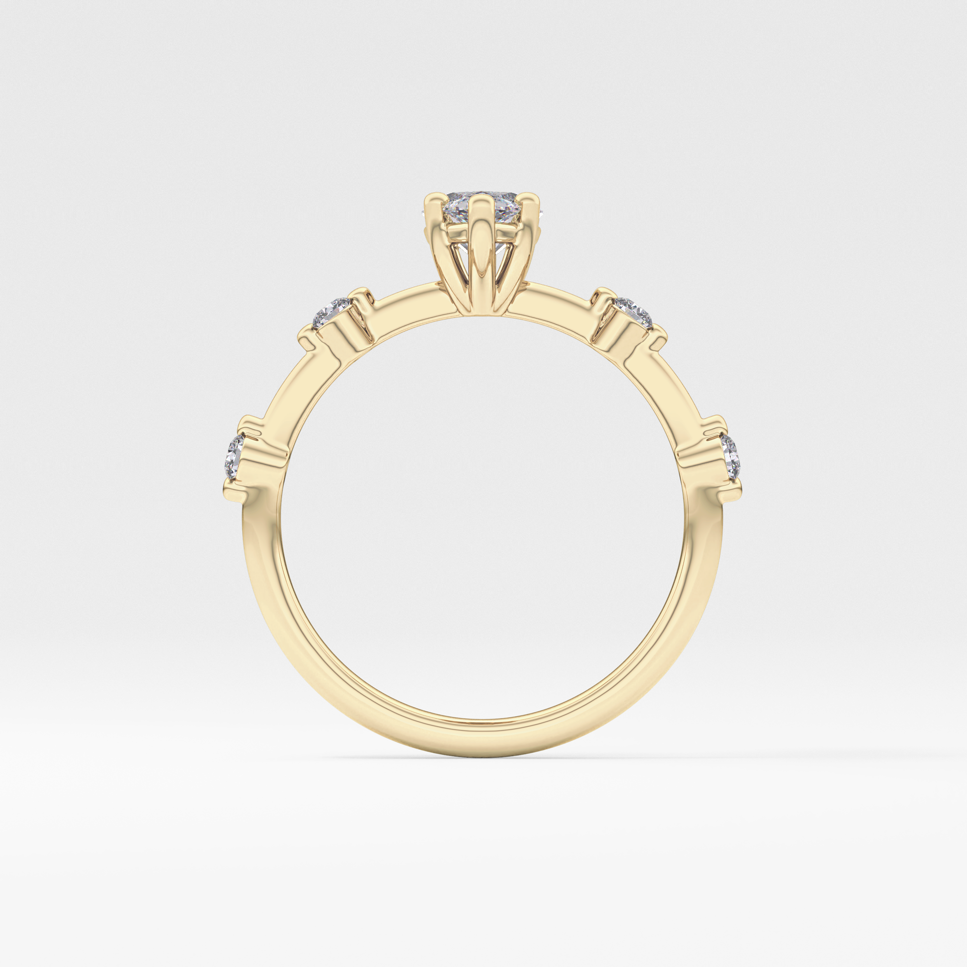 Marquise Dainty Pave Lab Grown Diamond Engagement Ring
