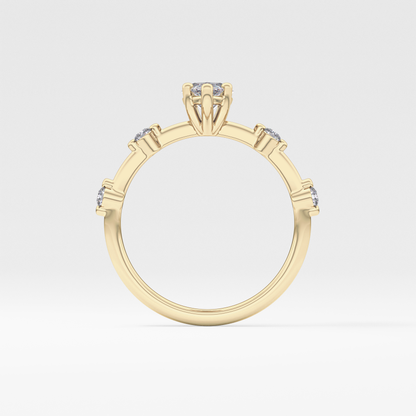 Marquise Dainty Pave Lab Grown Diamond Engagement Ring