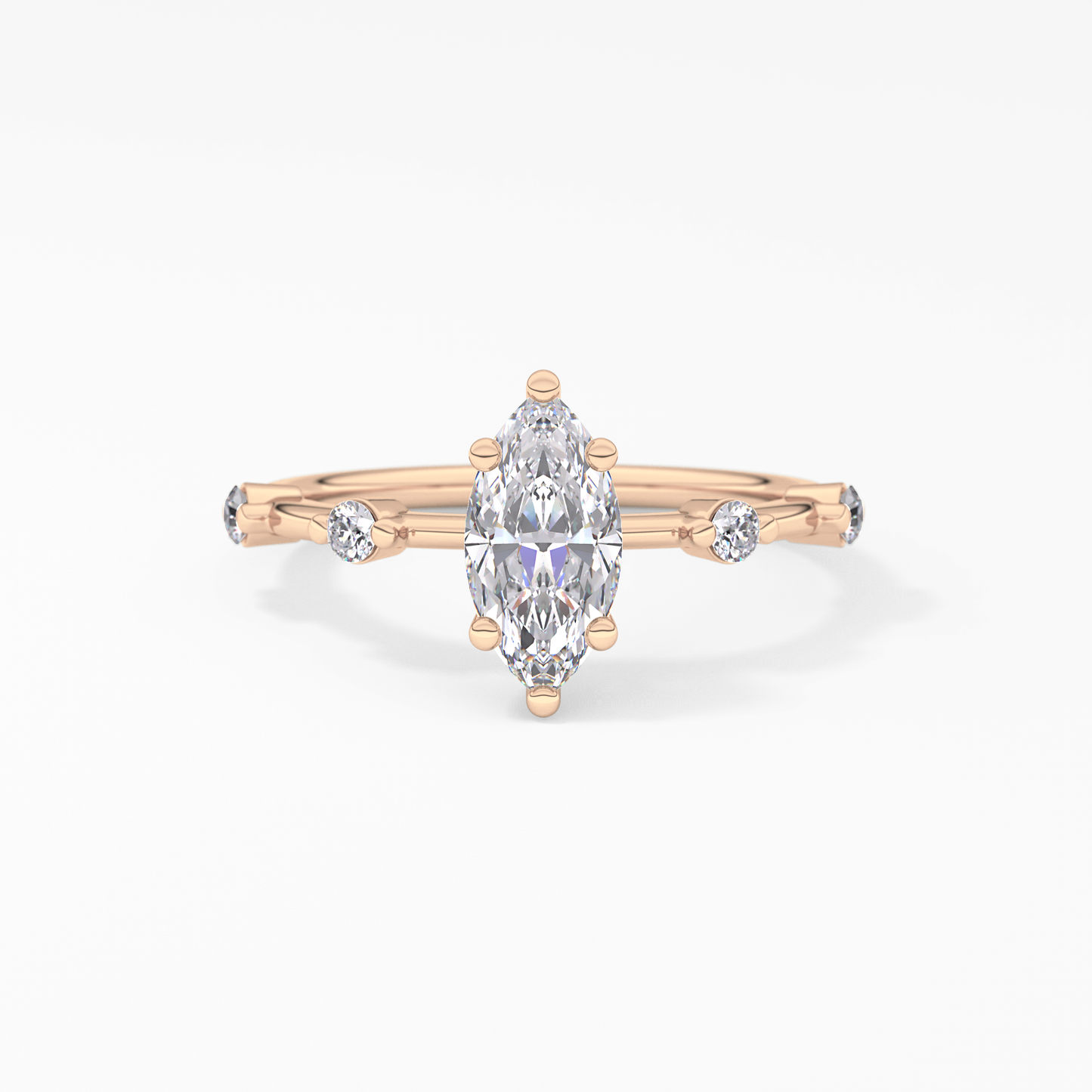 Marquise Dainty Pave Lab Grown Diamond Engagement Ring