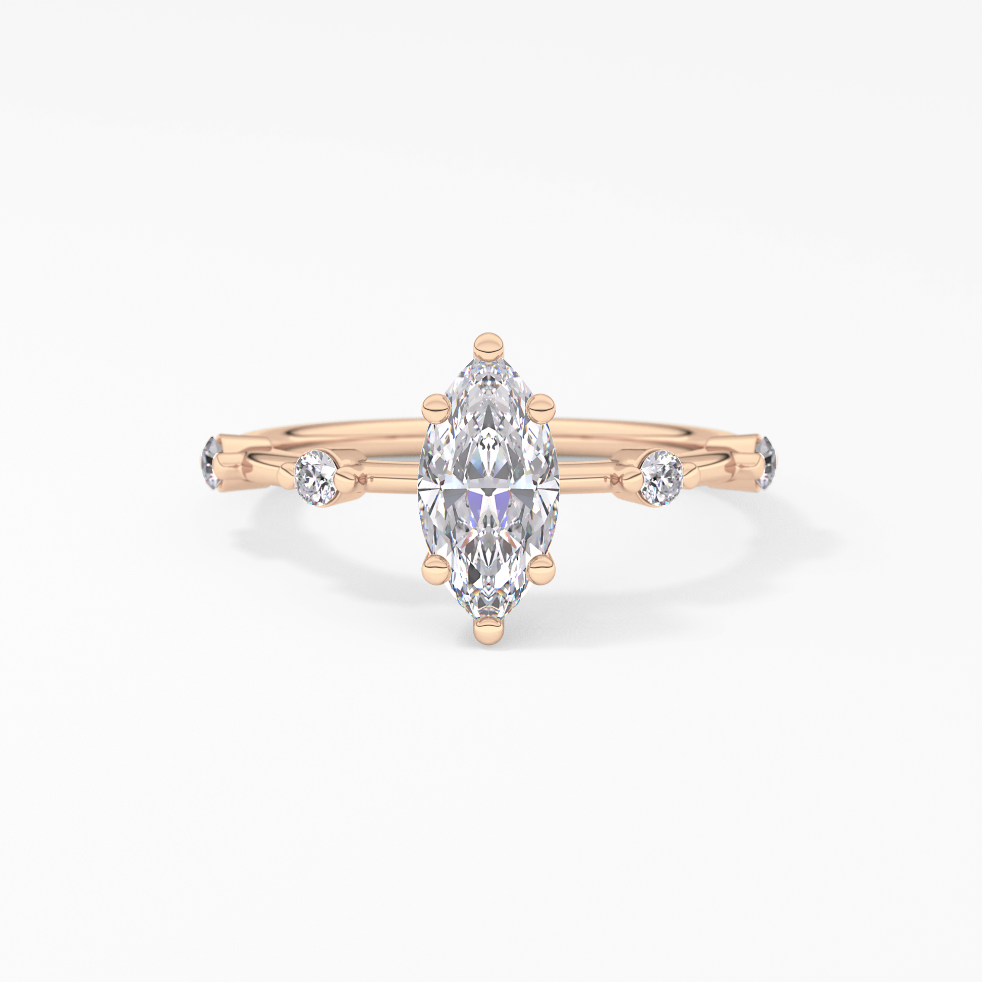 Marquise Dainty Pave Lab Grown Diamond Engagement Ring