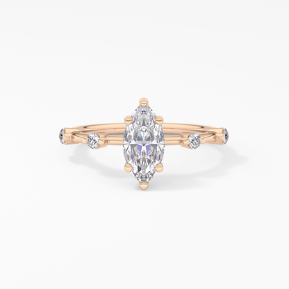Marquise Dainty Pave Lab Grown Diamond Engagement Ring