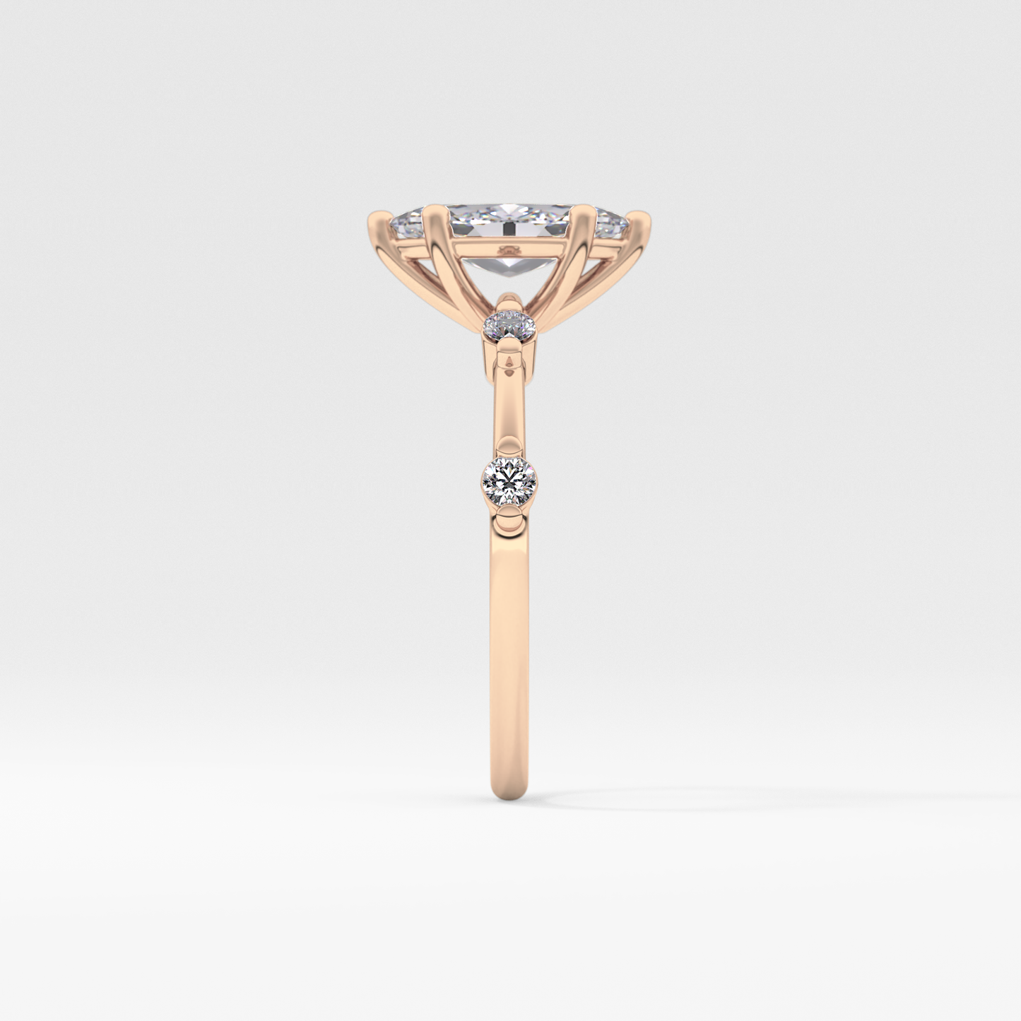 Marquise Dainty Pave Lab Grown Diamond Engagement Ring