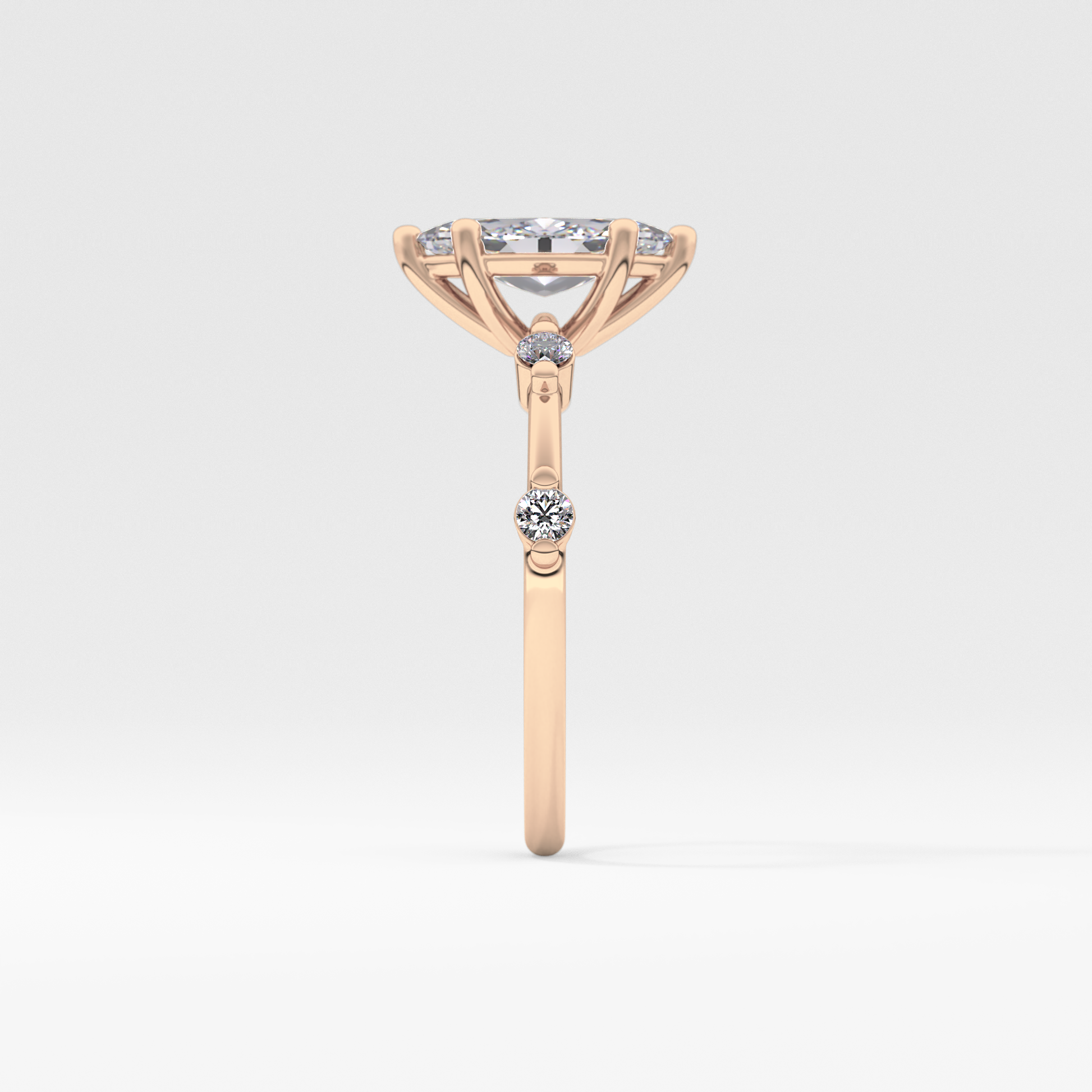 Marquise Dainty Pave Lab Grown Diamond Engagement Ring