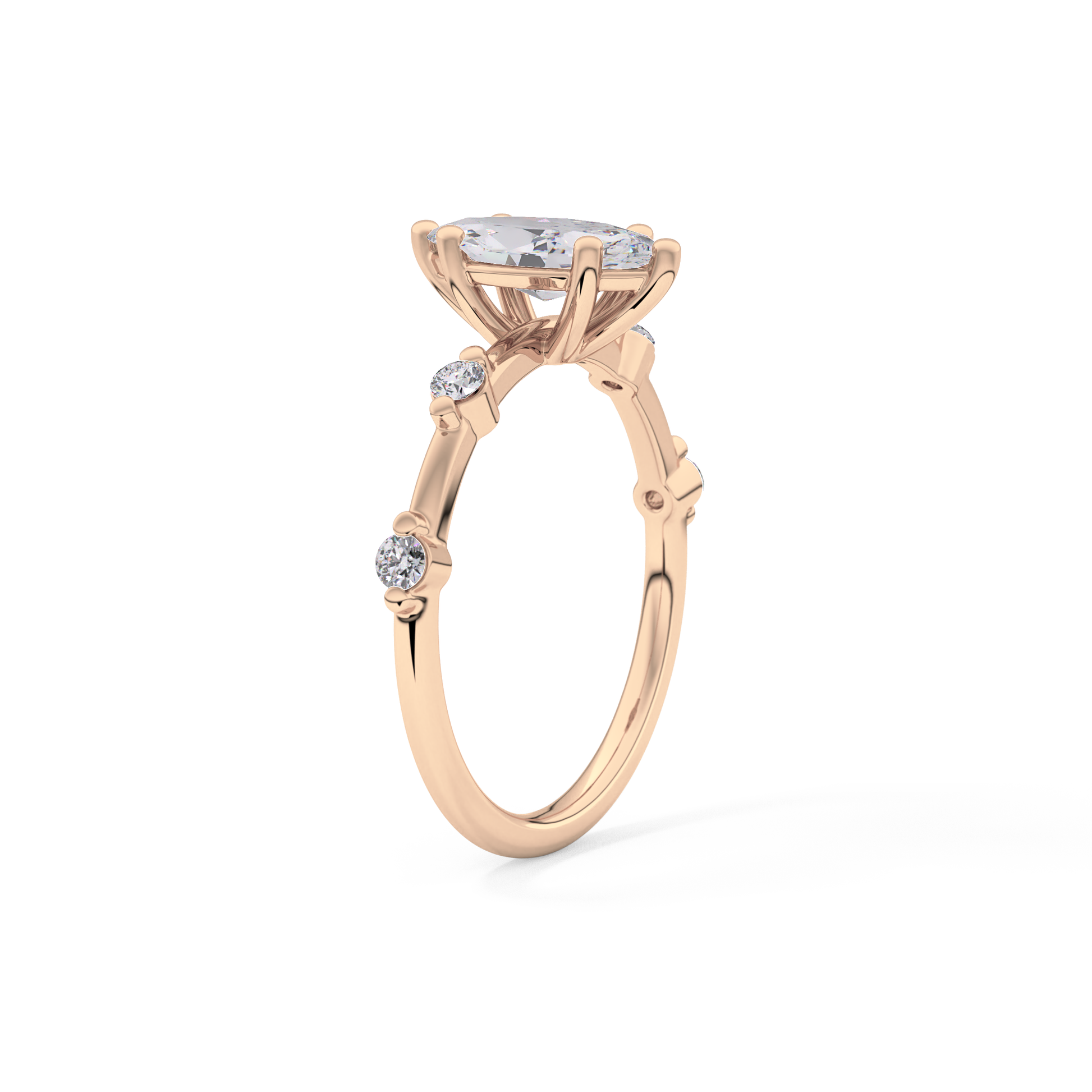 Marquise Dainty Pave Lab Grown Diamond Engagement Ring