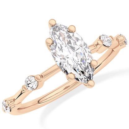 Marquise Dainty Pave Lab Grown Diamond Engagement Ring