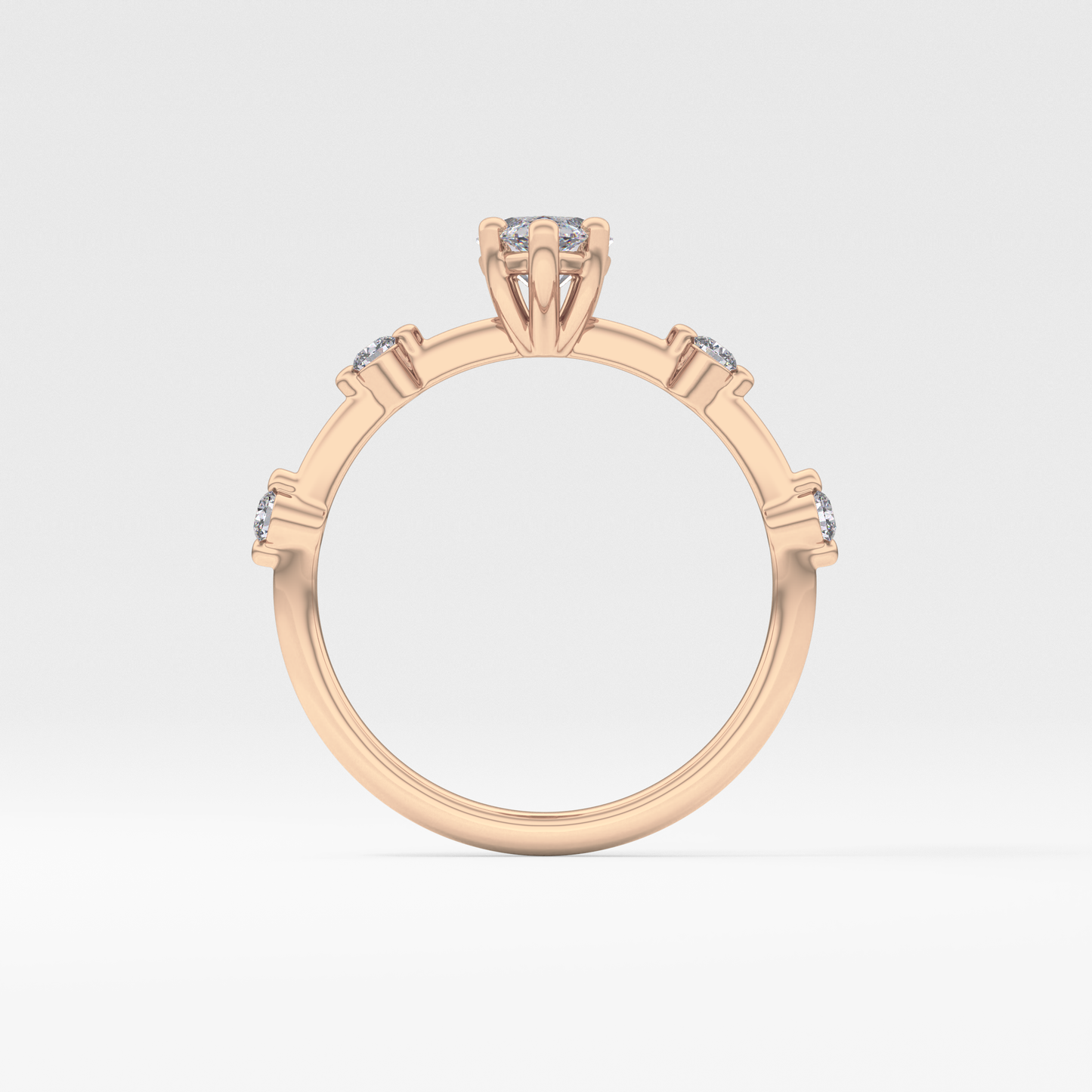 Marquise Dainty Pave Lab Grown Diamond Engagement Ring