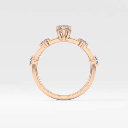 Marquise Dainty Pave Lab Grown Diamond Engagement Ring