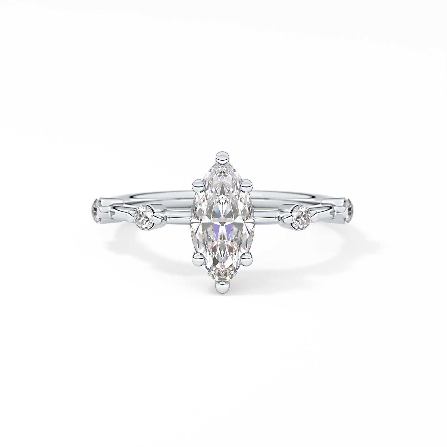 Marquise Dainty Pave Lab Grown Diamond Engagement Ring