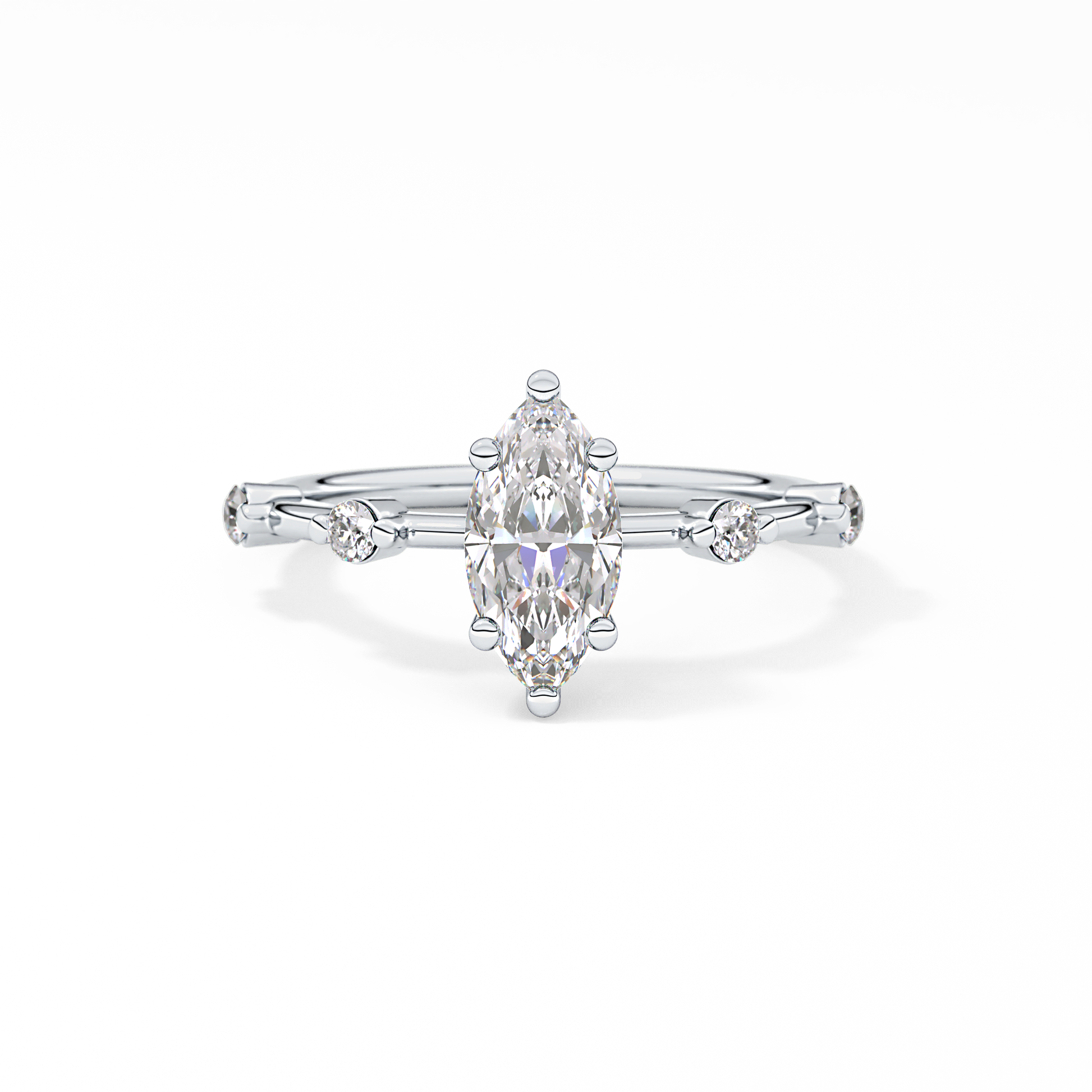 Marquise Dainty Pave Lab Grown Diamond Engagement Ring