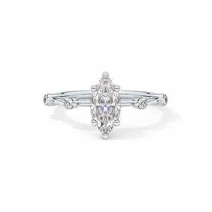 Marquise Dainty Pave Lab Grown Diamond Engagement Ring