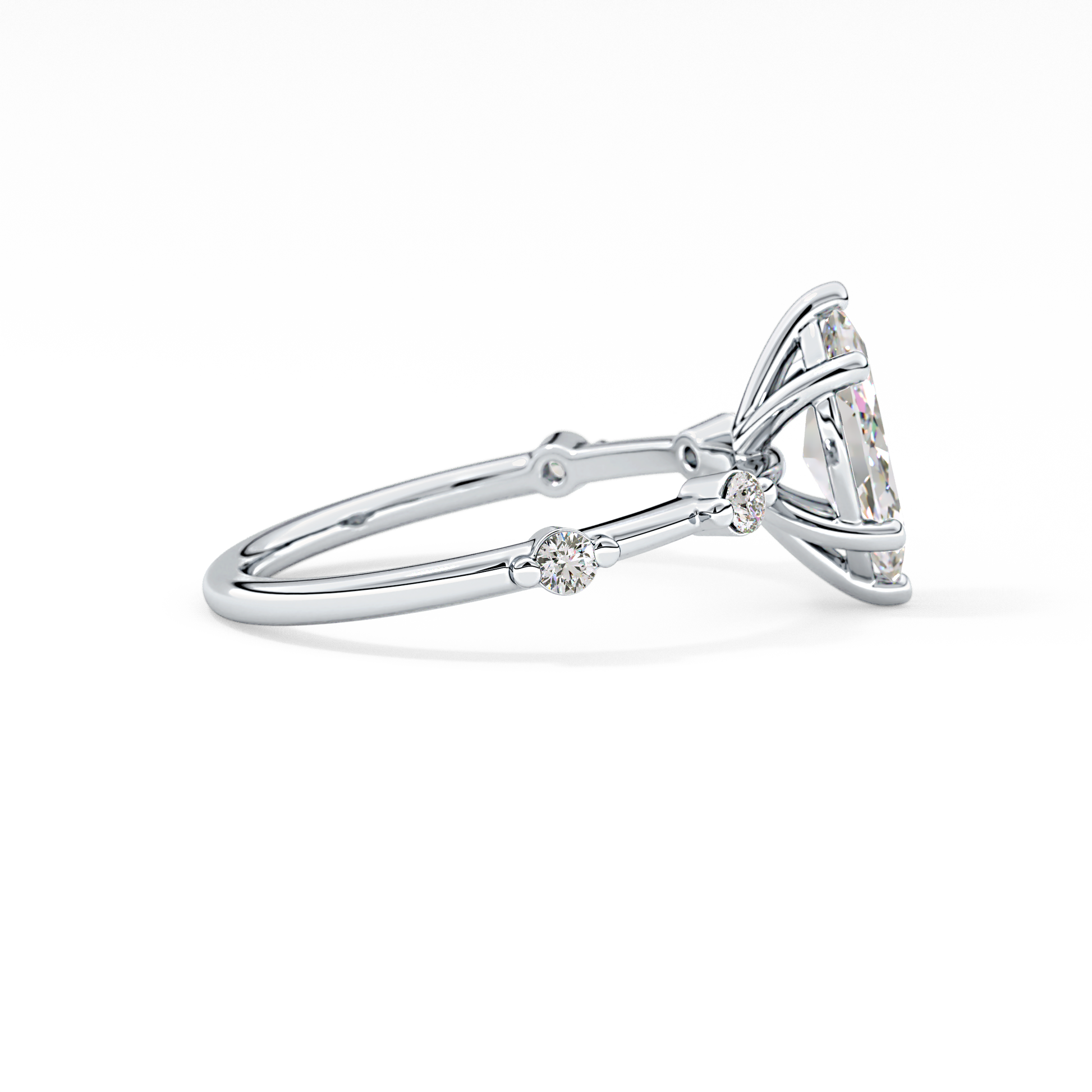 Marquise Dainty Pave Lab Grown Diamond Engagement Ring