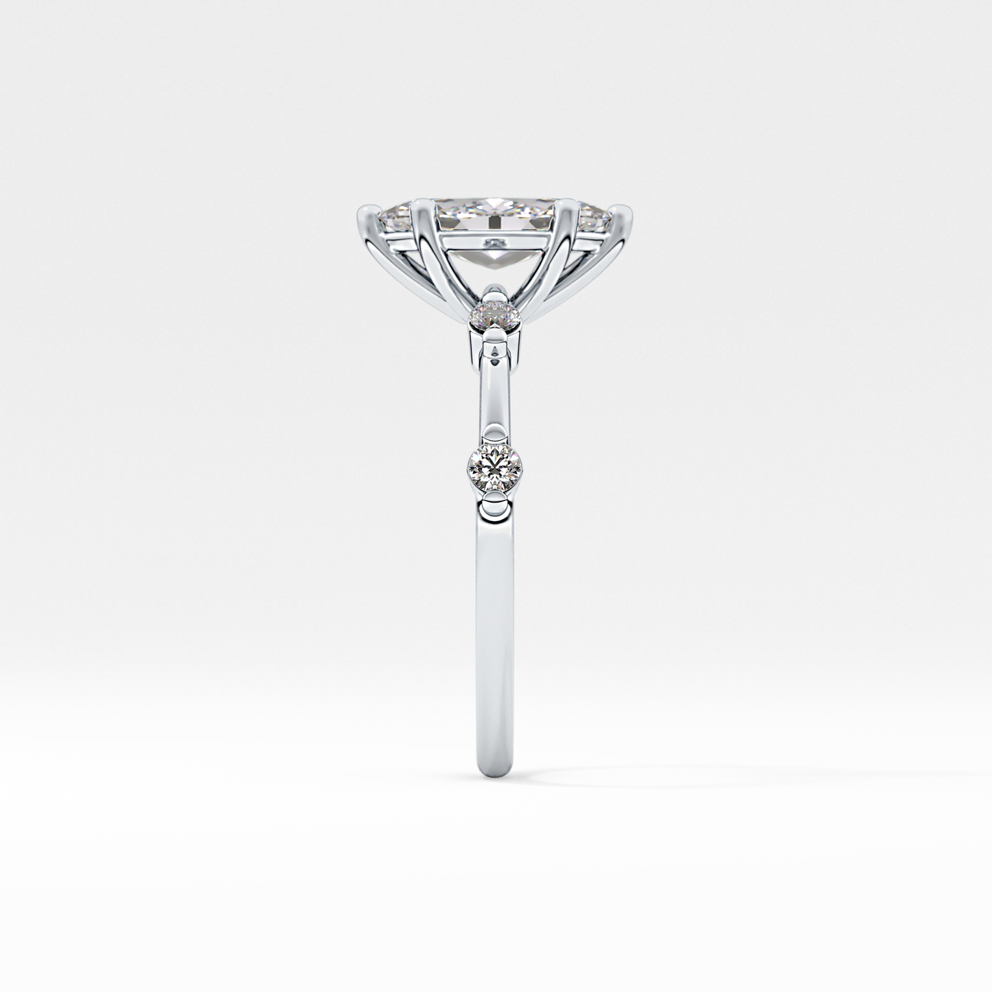 Marquise Dainty Pave Lab Grown Diamond Engagement Ring