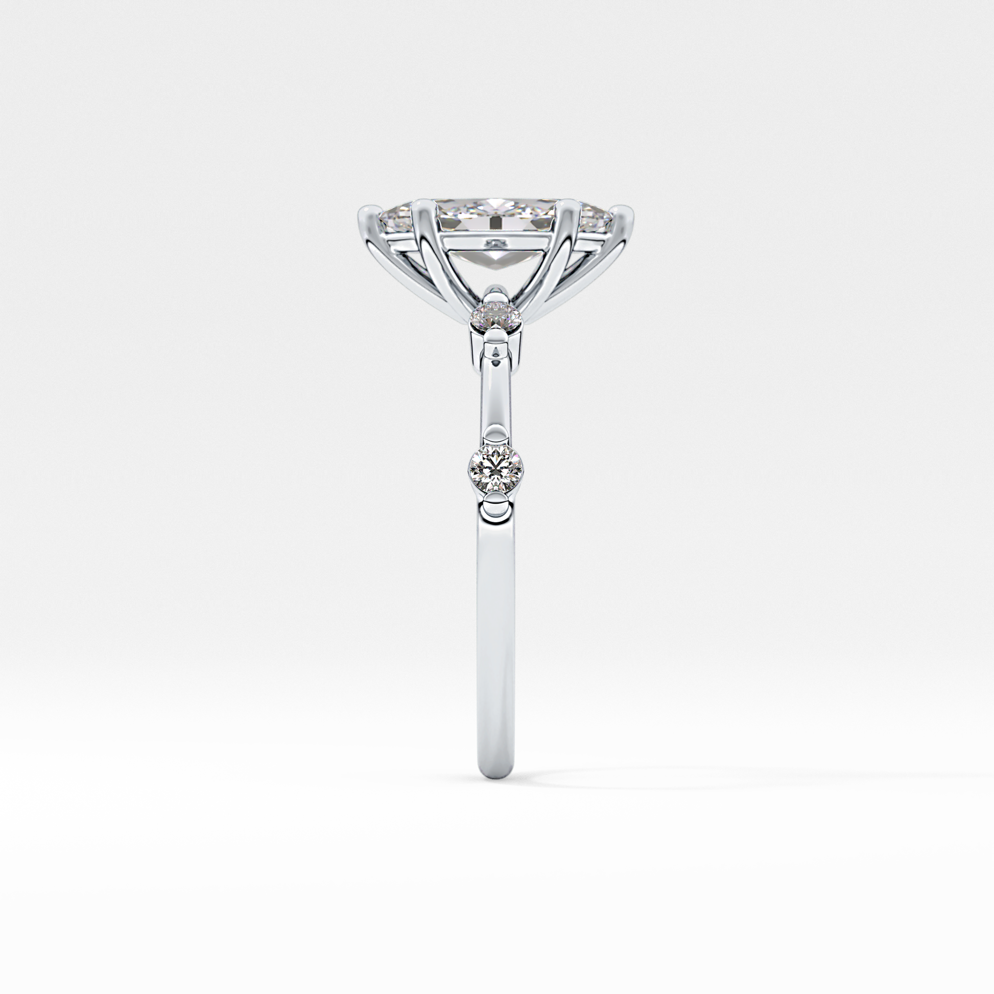 Marquise Dainty Pave Lab Grown Diamond Engagement Ring
