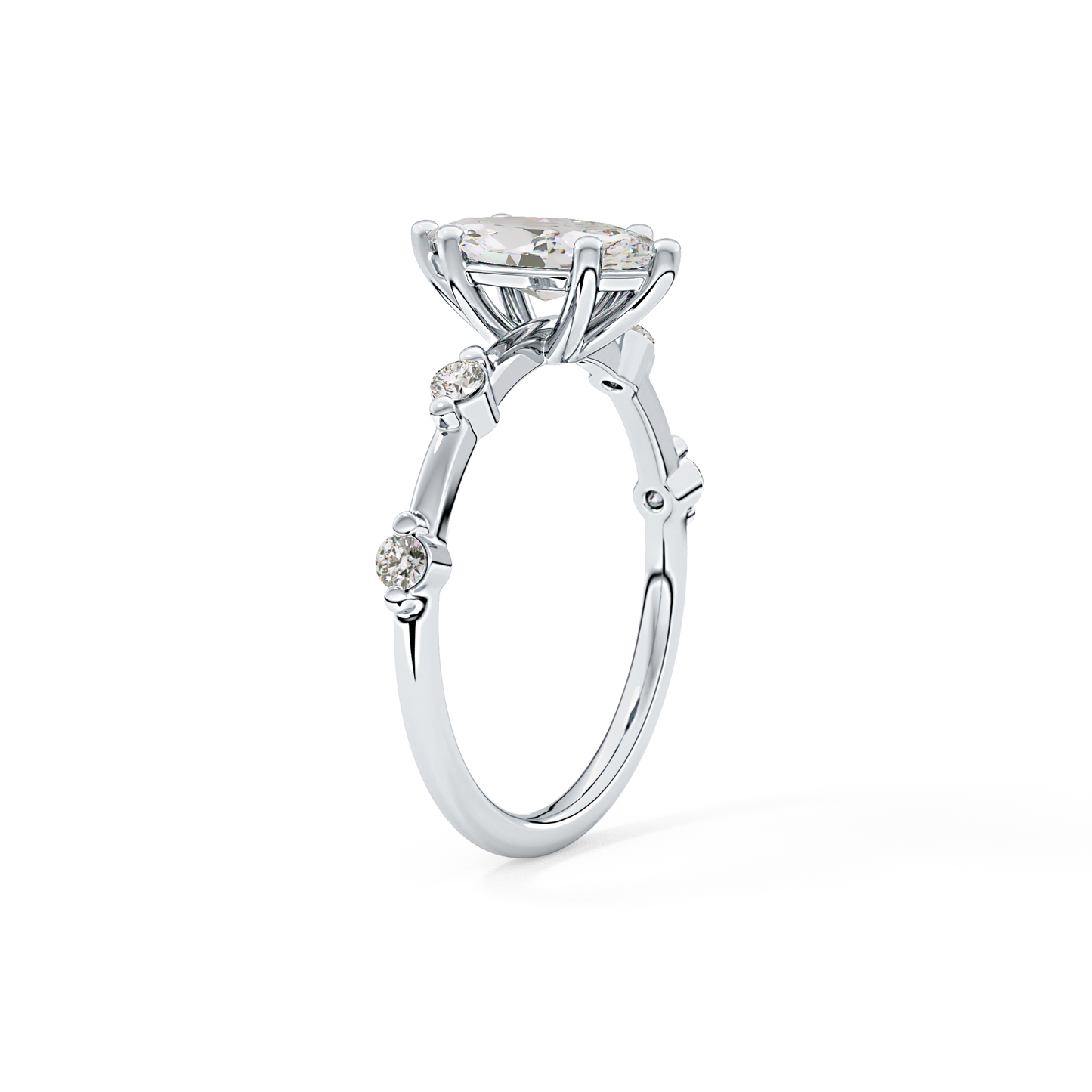 Marquise Dainty Pave Lab Grown Diamond Engagement Ring