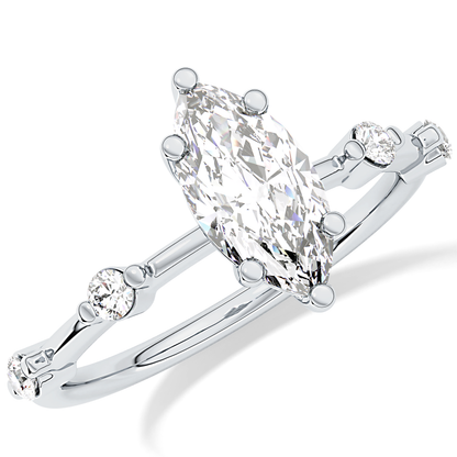 Marquise Dainty Pave Lab Grown Diamond Engagement Ring