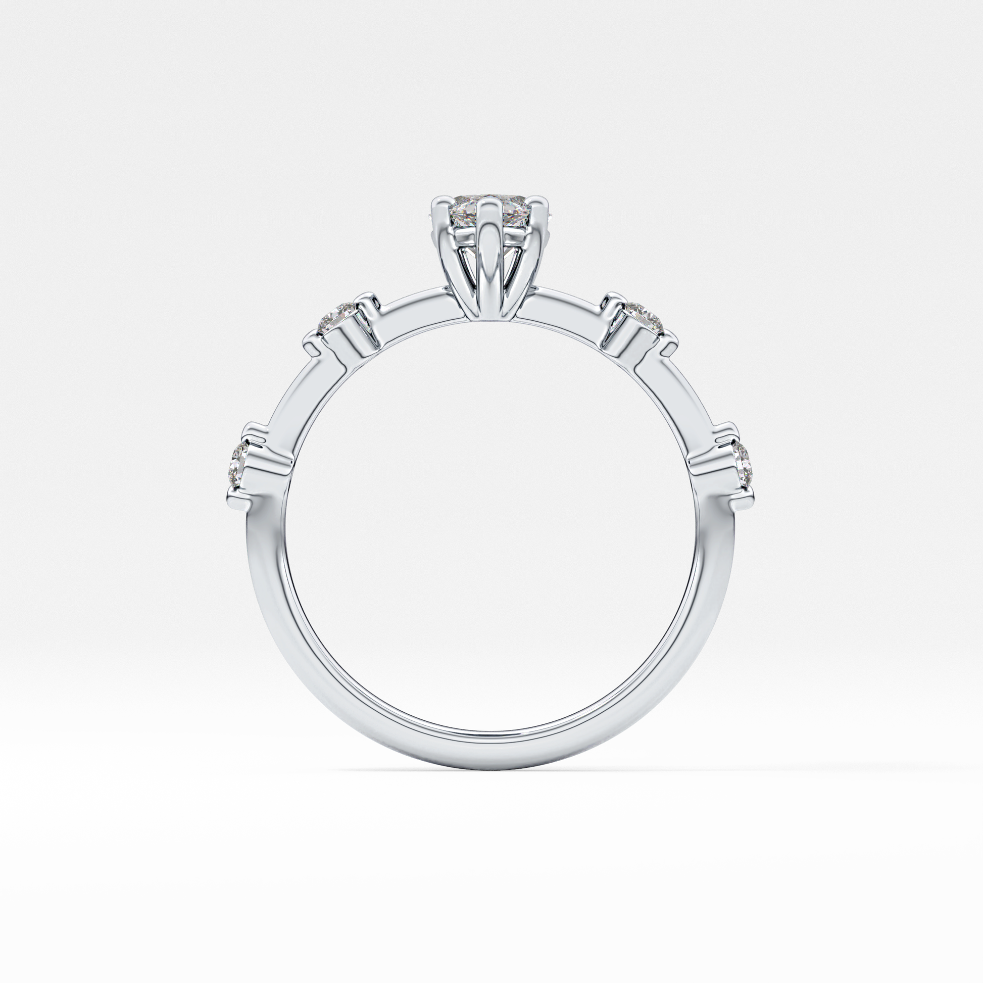 Marquise Dainty Pave Lab Grown Diamond Engagement Ring