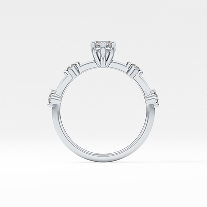 Marquise Dainty Pave Lab Grown Diamond Engagement Ring