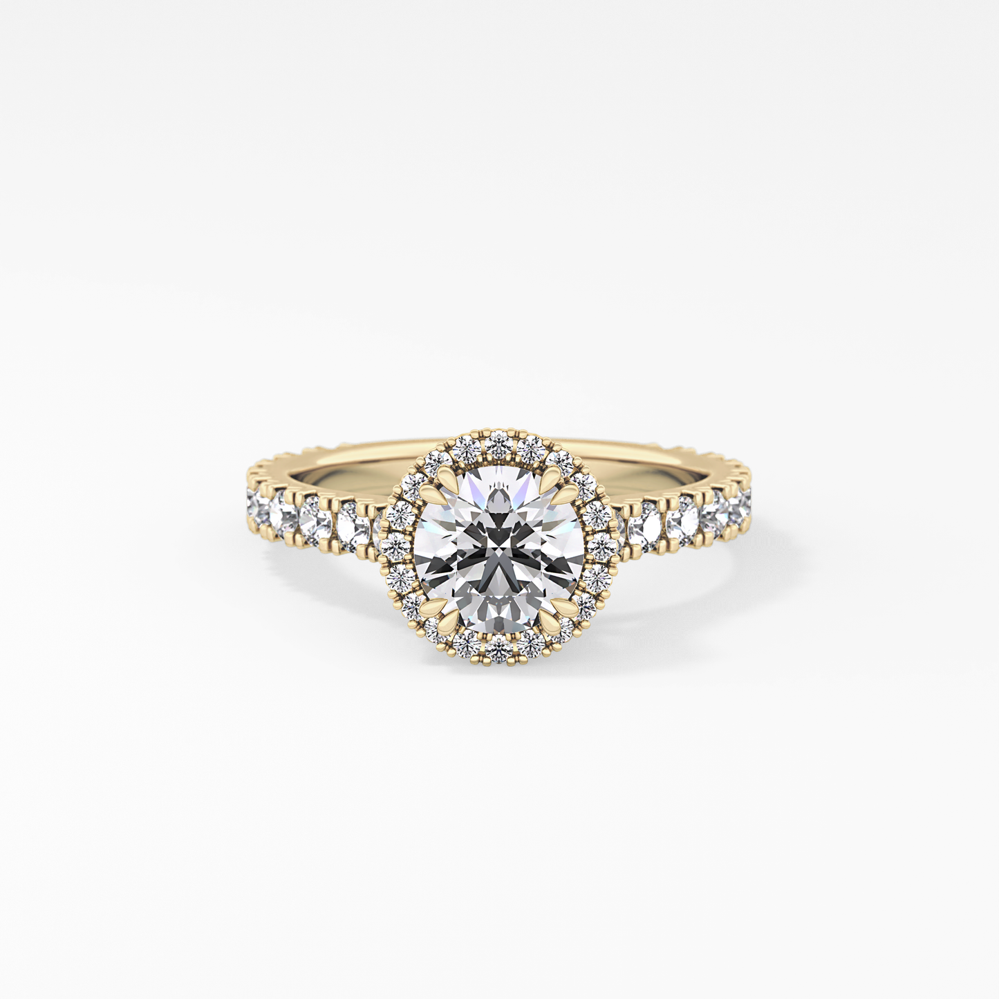 Round Halo & Pave Lab Grown Diamond Engagement Ring