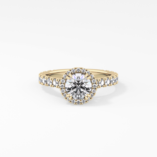 Round Halo & Pave Lab Grown Diamond Engagement Ring