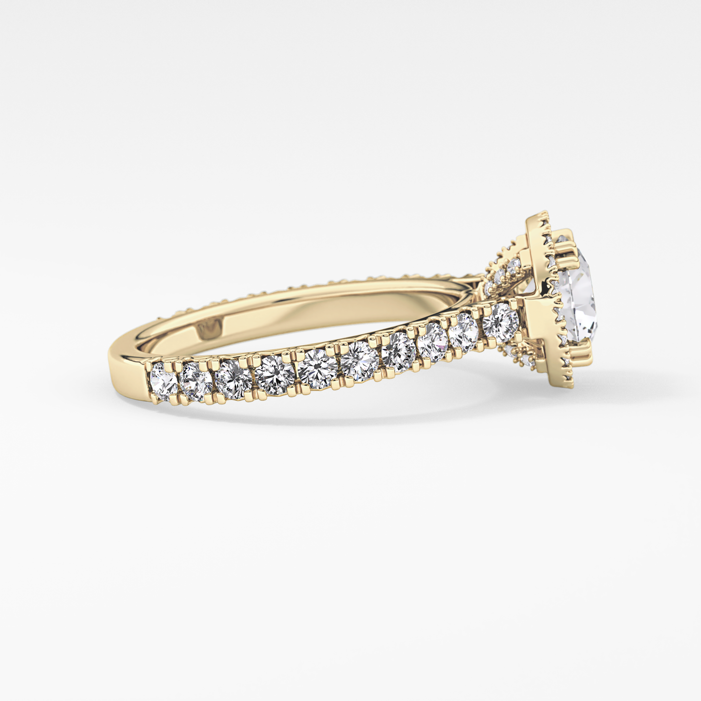 Round Halo & Pave Lab Grown Diamond Engagement Ring