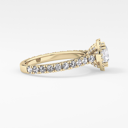 Round Halo & Pave Lab Grown Diamond Engagement Ring