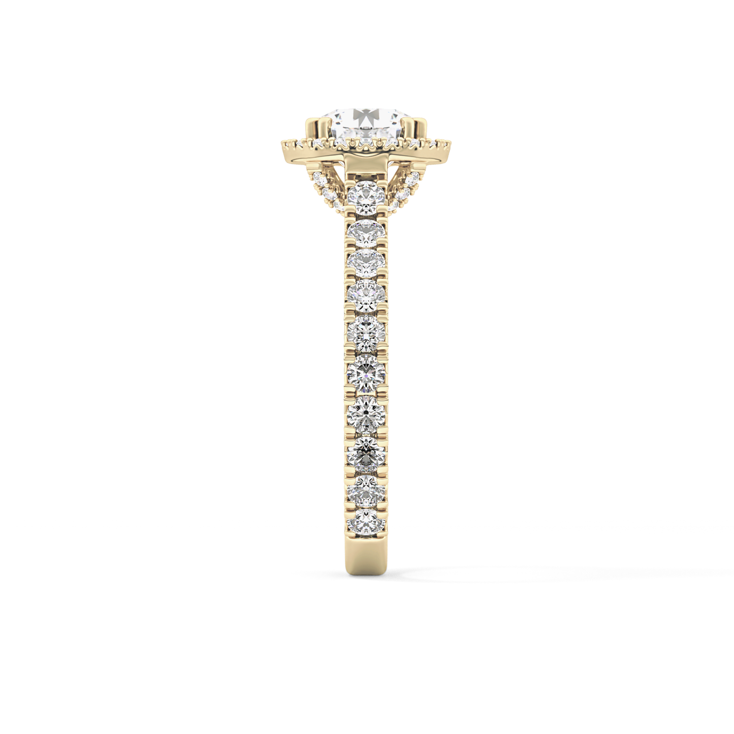 Round Halo & Pave Lab Grown Diamond Engagement Ring