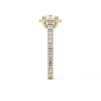 Round Halo & Pave Lab Grown Diamond Engagement Ring
