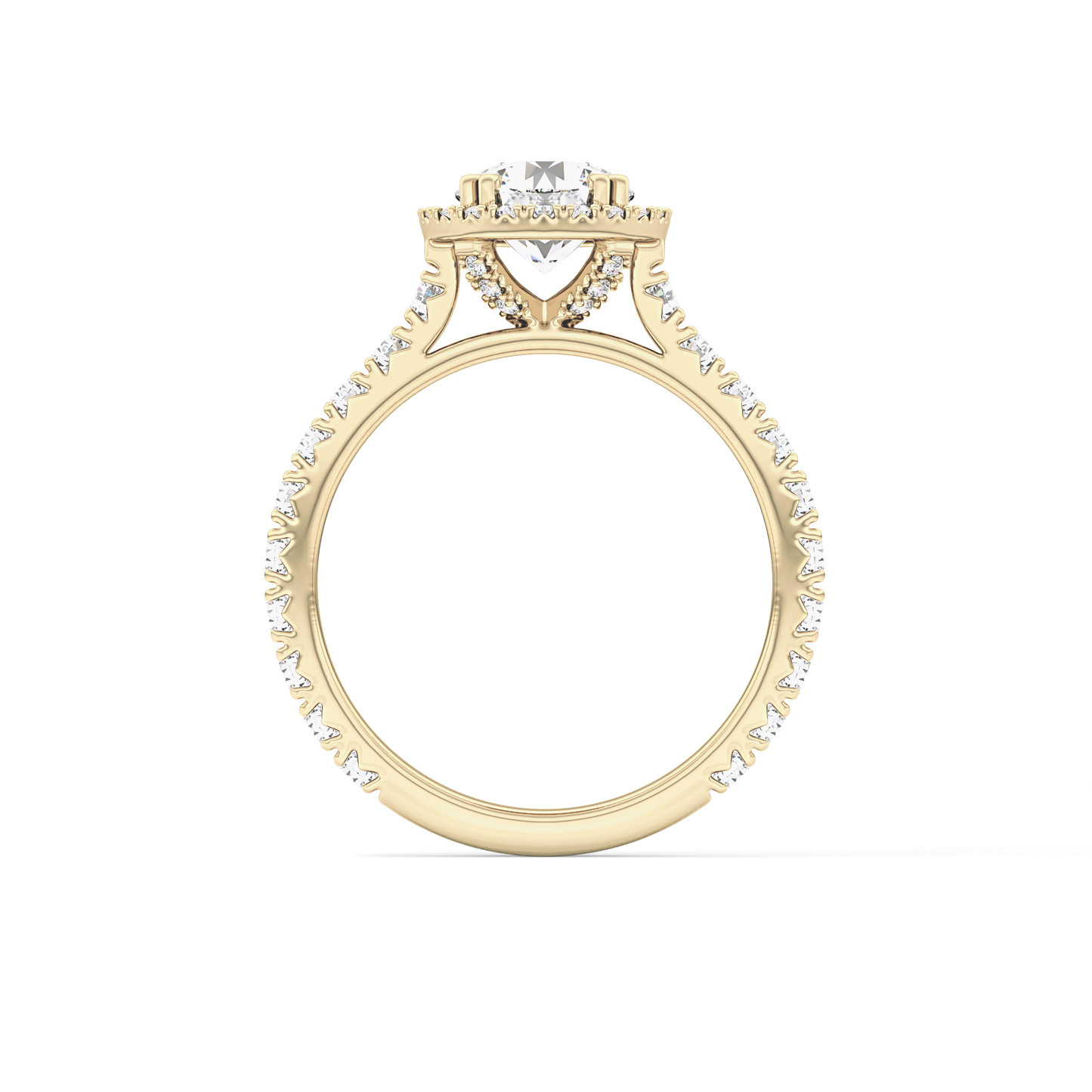 Round Halo & Pave Lab Grown Diamond Engagement Ring