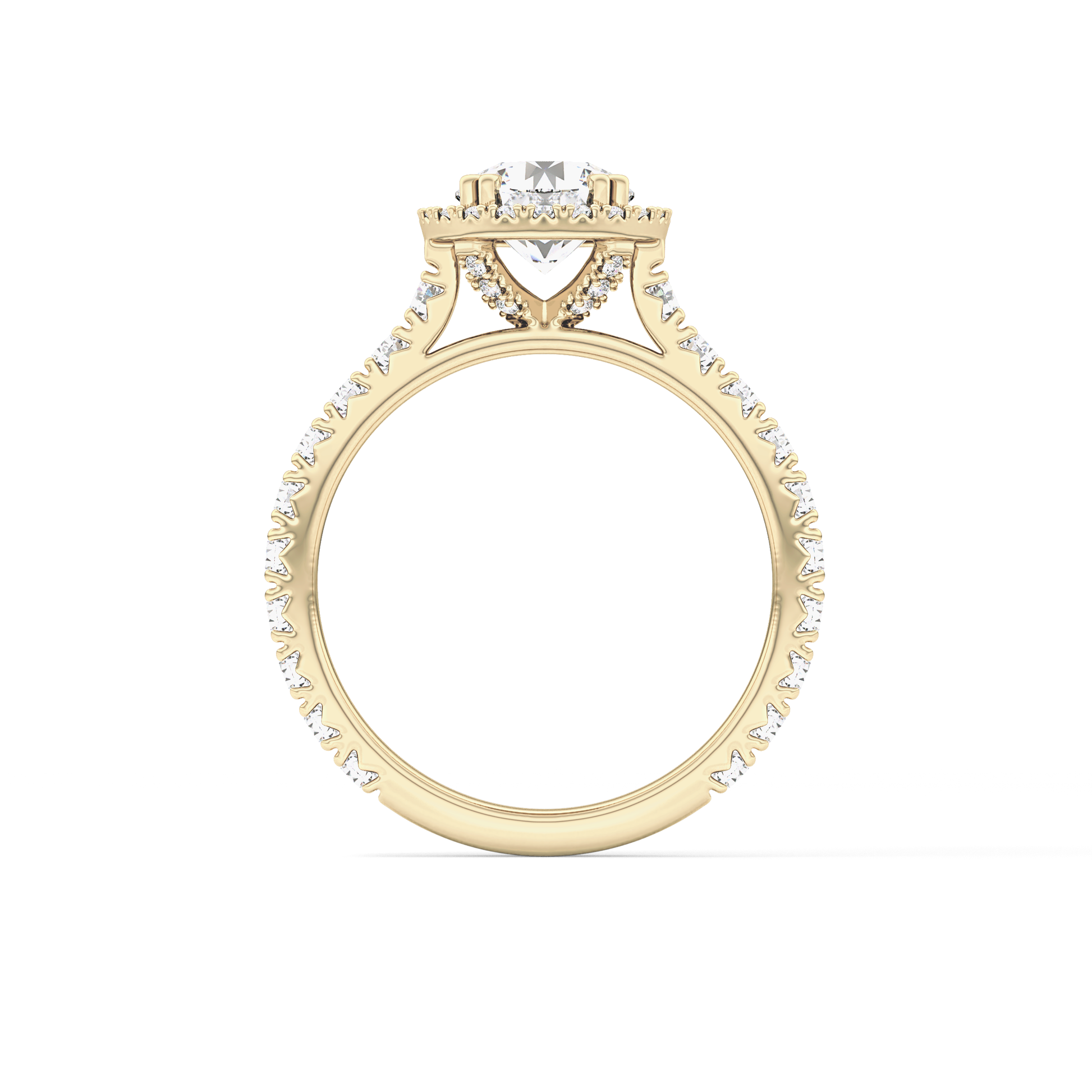 Round Halo & Pave Lab Grown Diamond Engagement Ring