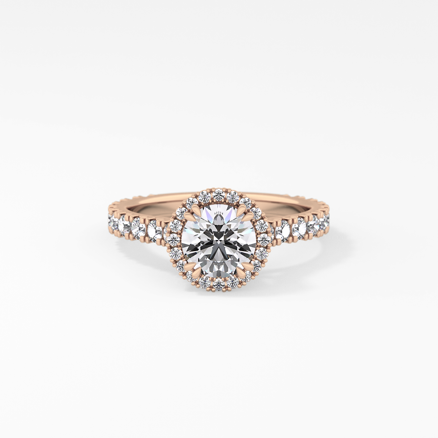 Round Halo & Pave Lab Grown Diamond Engagement Ring