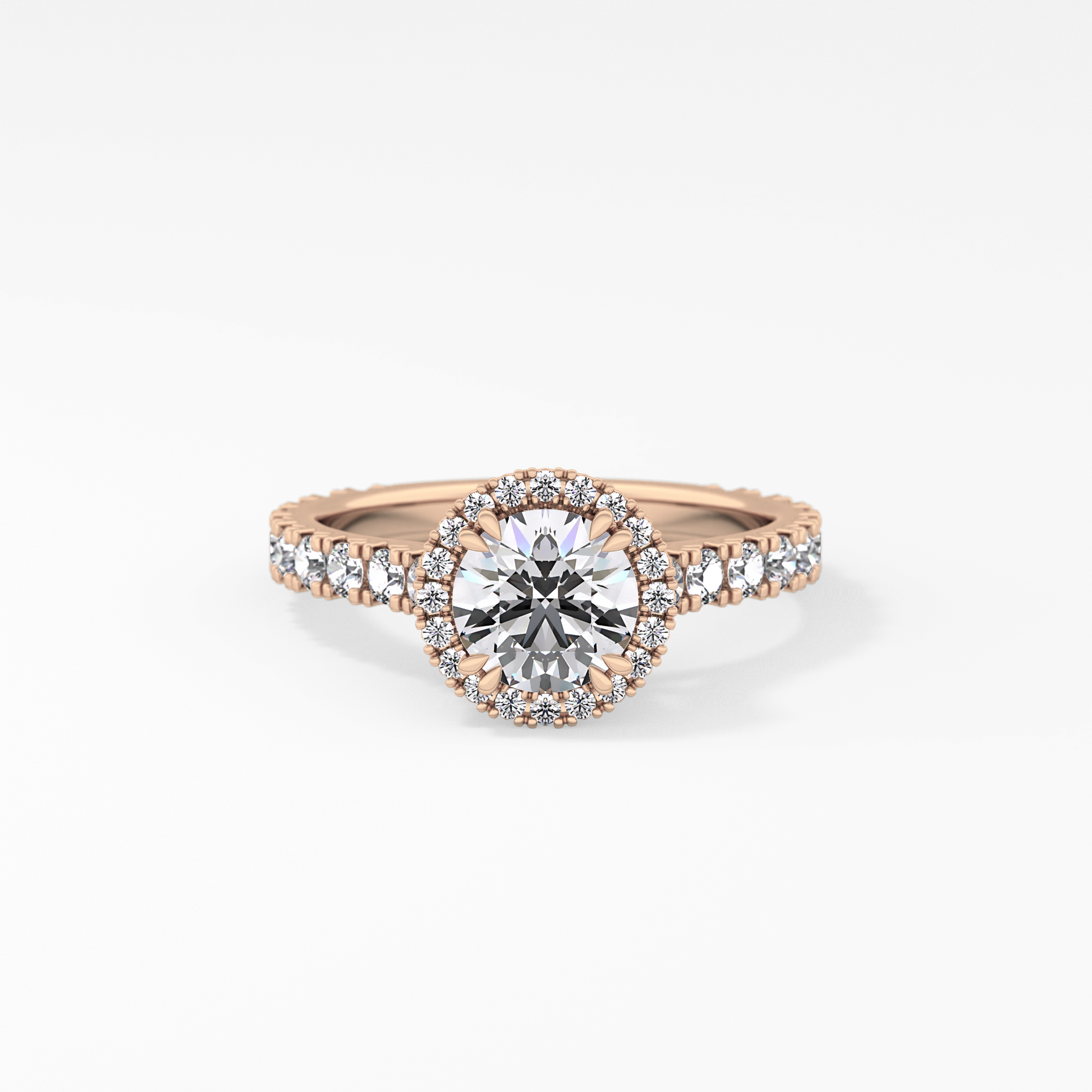 Round Halo & Pave Lab Grown Diamond Engagement Ring