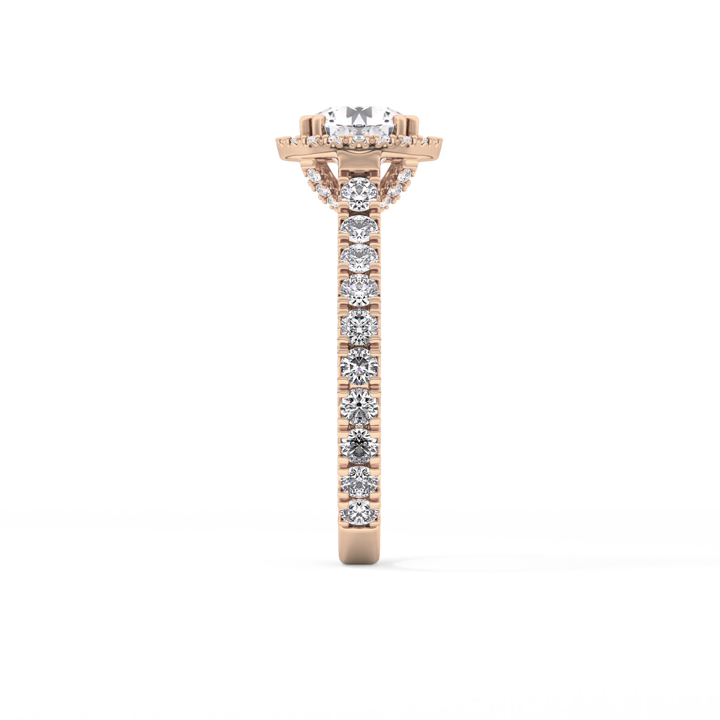 Round Halo & Pave Lab Grown Diamond Engagement Ring