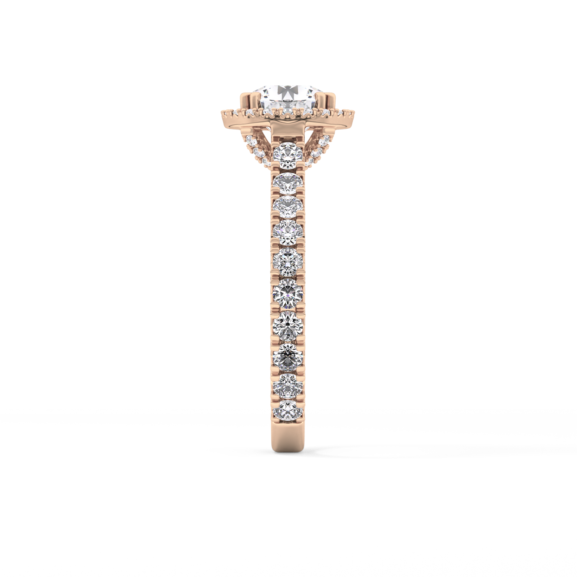Round Halo & Pave Lab Grown Diamond Engagement Ring